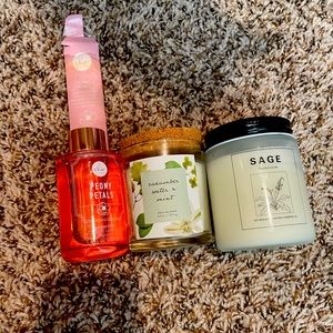 2 candles plus one scented reed diffuser 💗